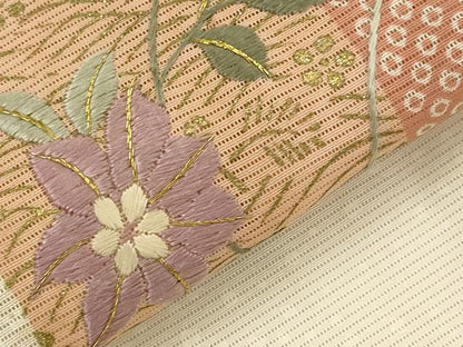 平和屋着物＊夏物　訪問着　絽　刺繍　短冊花文　金糸　金彩　正絹　逸品　AABK8911st