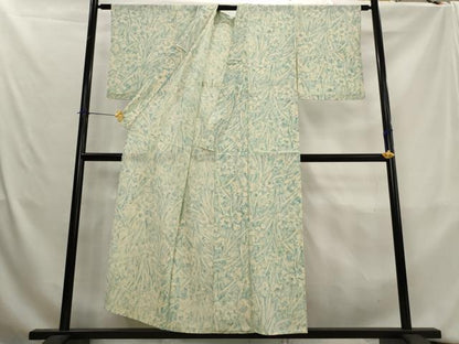 平和屋着物＊夏物　小紋　絽　草花尽くし　暈し染め　銀彩　正絹　逸品　AABK8912st