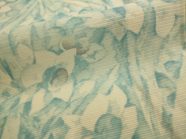 平和屋着物＊夏物　小紋　絽　草花尽くし　暈し染め　銀彩　正絹　逸品　AABK8912st
