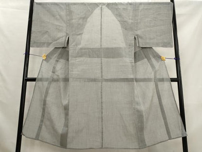 平和屋着物＊夏物　男性　本場小千谷ちぢみ　縞　麻　逸品　AABK8915st