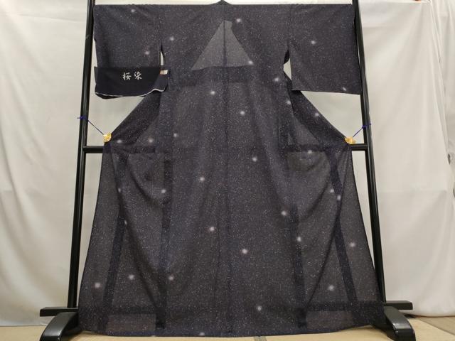 平和屋着物＊夏物　西陣　小紋　紗　桜染　霞文　反端付き　正絹　逸品　AABK8916st