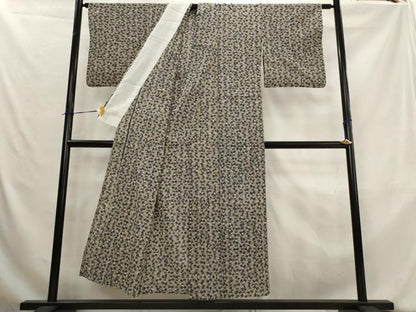 平和屋着物＊夏物　小紋　浴衣兼用　絹紅梅　藍　楓　綿絹　逸品　AABK8917st