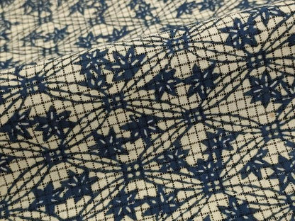 平和屋着物＊夏物　小紋　浴衣兼用　絹紅梅　藍　楓　綿絹　逸品　AABK8917st