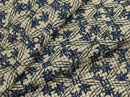平和屋着物＊夏物　小紋　浴衣兼用　絹紅梅　藍　楓　綿絹　逸品　AABK8917st