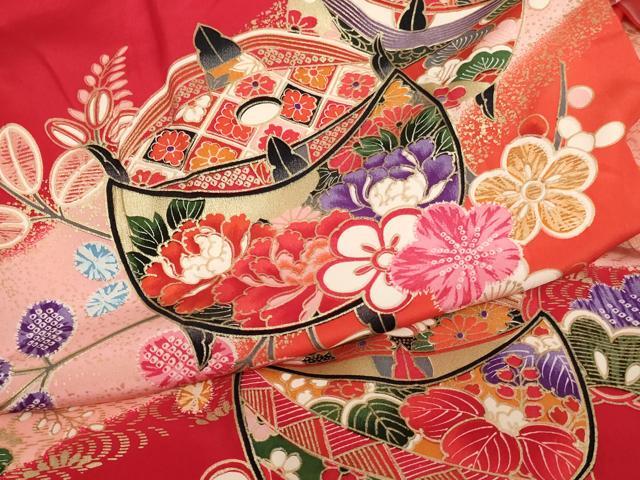平和屋着物[]お宮参り　女の子　祝着　産着　初着　のしめ　糸巻き花文　暈し染め　金彩　逸品　AABK8925ja
