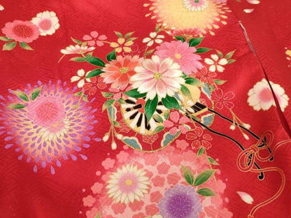 平和屋着物[]お宮参り　女の子　祝着　産着　初着　のしめ　刺繍　花車文　暈し染め　金糸　金彩　逸品　AABK8926ja