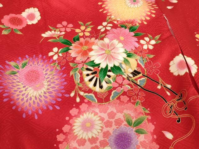 平和屋着物[]お宮参り　女の子　祝着　産着　初着　のしめ　刺繍　花車文　暈し染め　金糸　金彩　逸品　AABK8926ja