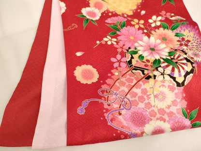 平和屋着物[]お宮参り　女の子　祝着　産着　初着　のしめ　刺繍　花車文　暈し染め　金糸　金彩　逸品　AABK8926ja