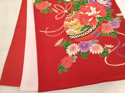 平和屋着物[]お宮参り　女の子　祝着　産着　初着　のしめ　御所車花蝶文　暈し染め　金彩　逸品　AABK8927ja