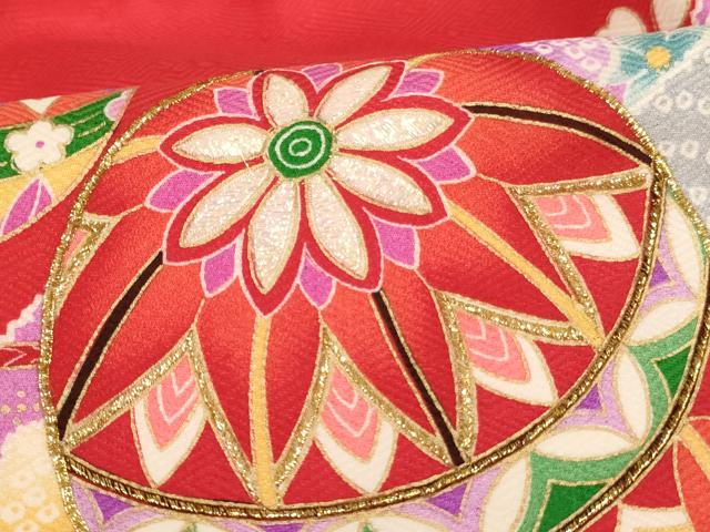 平和屋着物[]お宮参り　女の子　祝着　産着　初着　のしめ　刺繍　花手毬文　暈し染め　金糸　金彩　逸品　AABK8928ja
