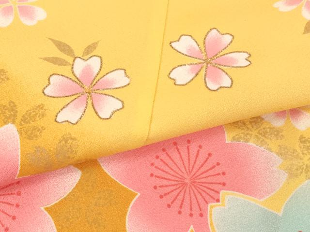 平和屋着物[]七五三　女の子　７歳　祝着　四つ身　駒刺繍　舞桜文　暈し染め　AABK8931ja
