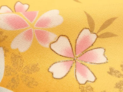 平和屋着物[]七五三　女の子　７歳　祝着　四つ身　駒刺繍　舞桜文　暈し染め　AABK8931ja
