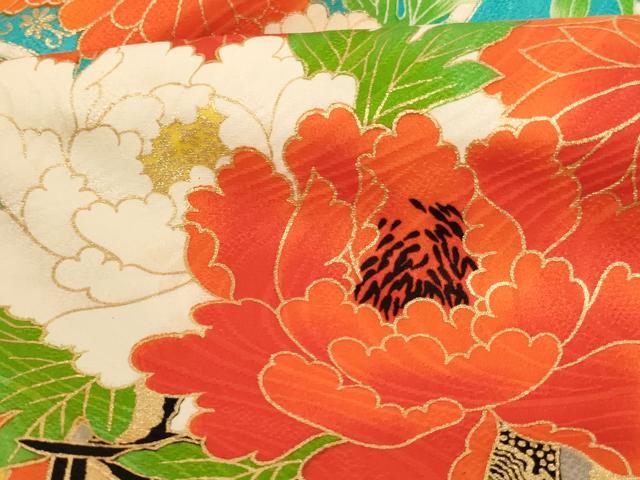 平和屋着物[]七五三　女の子　３歳　祝着　三つ身　長襦袢(袷・半衿刺繍)セット　花車文　金彩　逸品　未使用　AABK8941ja