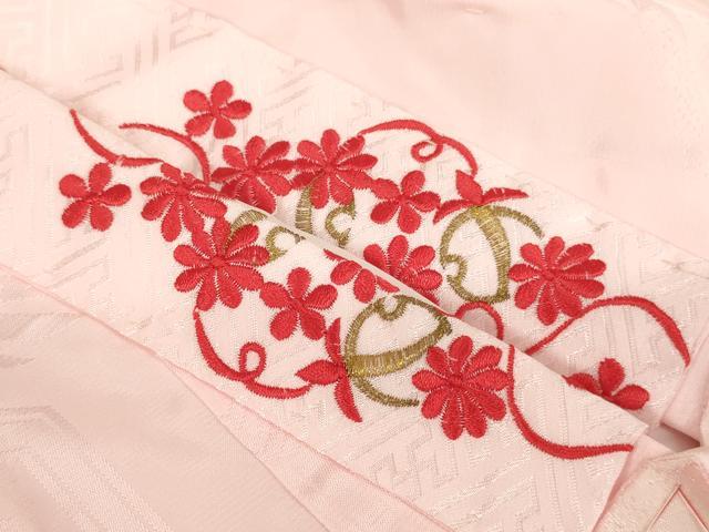 平和屋着物[]七五三　女の子　３歳　祝着　三つ身　長襦袢(袷・半衿刺繍)セット　花車文　金彩　逸品　未使用　AABK8941ja