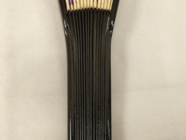平和屋本店▼中啓　扇子　黒骨　紫金銀地　飛鶴花文　吉川法衣店謹製　箱付き　法衣　寺院　仏具　仏教　僧侶　神職　装束　AABK9045ja