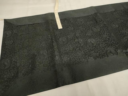 平和屋本店▼五条袈裟　鳳凰花唐草地紋　黒地　法衣　寺院　仏具　仏教　僧侶　神職　装束　AABK9064ja