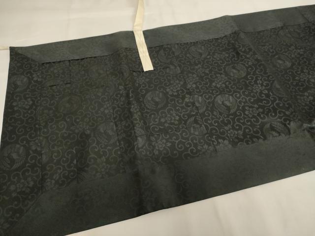 平和屋本店▼五条袈裟　鳳凰花唐草地紋　黒地　法衣　寺院　仏具　仏教　僧侶　神職　装束　AABK9064ja