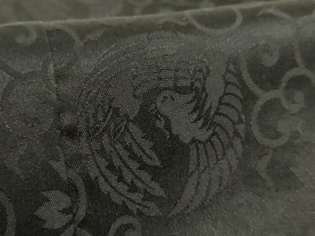 平和屋本店▼五条袈裟　鳳凰花唐草地紋　黒地　法衣　寺院　仏具　仏教　僧侶　神職　装束　AABK9064ja