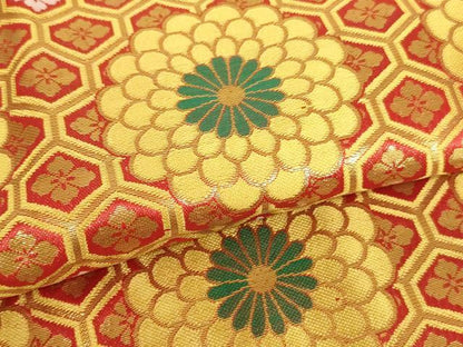 平和屋本店▼打敷　内敷　金襴　菊　亀甲花菱文　法衣　寺院　仏具　仏教　僧侶　神職　装束　AABK9088ja