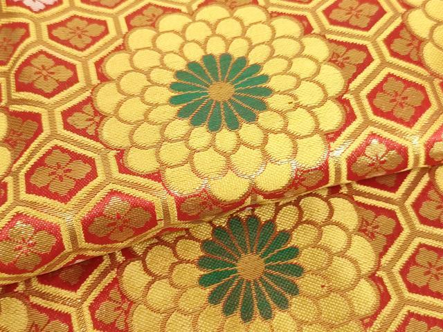 平和屋本店▼打敷　内敷　金襴　菊　亀甲花菱文　法衣　寺院　仏具　仏教　僧侶　神職　装束　AABK9088ja