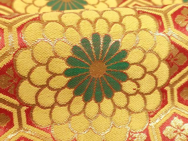 平和屋本店▼打敷　内敷　金襴　菊　亀甲花菱文　法衣　寺院　仏具　仏教　僧侶　神職　装束　AABK9088ja