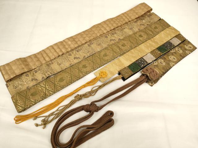 平和屋本店▼輪袈裟6点セット　金襴　草花文　雲　ビーズ　法衣　寺院　仏具　仏教　僧侶　神職　装束　AABK9092ja
