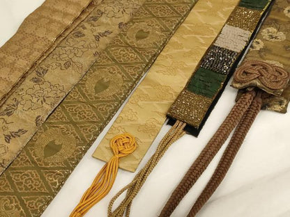 平和屋本店▼輪袈裟6点セット　金襴　草花文　雲　ビーズ　法衣　寺院　仏具　仏教　僧侶　神職　装束　AABK9092ja