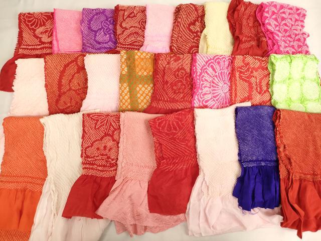 平和屋着物[]七五三　女の子　和装小物　帯揚げ25枚セット　総絞り　中抜き絞り　正絹　逸品　AABK9098ja