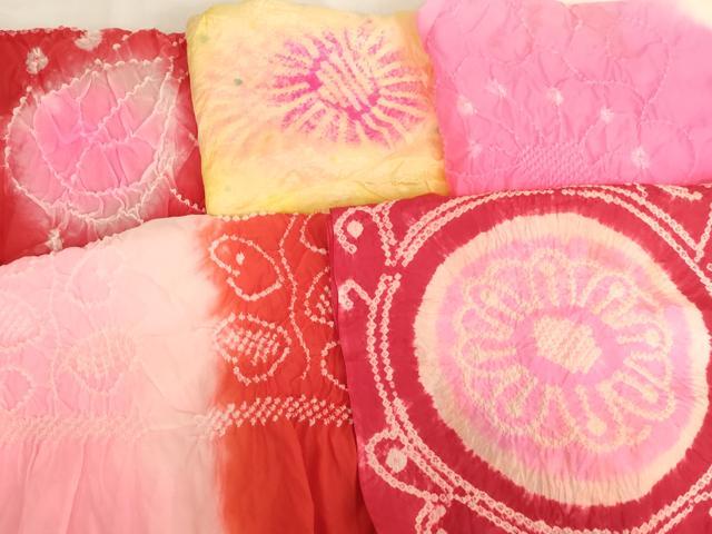 平和屋着物[]子供　女の子　和装小物　兵児帯5点セット　柄絞り　舞花文　正絹あり　逸品　AABK9103ja