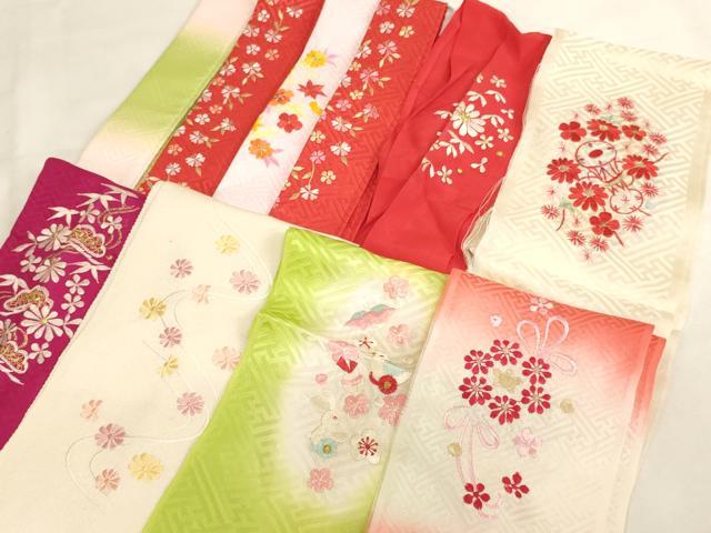 平和屋着物[]七五三　女の子　和装小物　半衿まとめて10点セット　刺繍　草花　玩具　暈し染め　正絹あり　逸品　AABK9111ja
