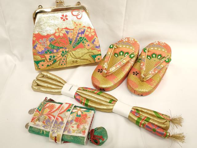 平和屋着物[]七五三　女の子　和装小物セット(草履・バッグ・帯締め・筥迫・ビラ簪)　逸品　AABK9121ja
