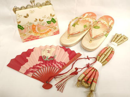 平和屋着物[]七五三　女の子　和装小物セット(草履・バッグ・帯締め・扇子)　逸品　AABK9122ja