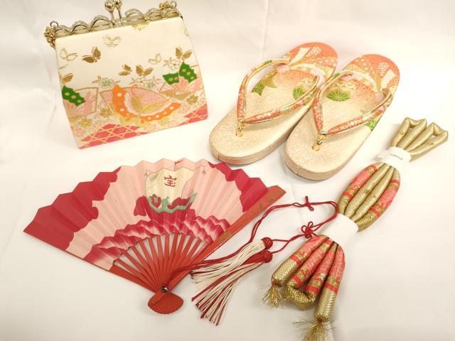 平和屋着物[]七五三　女の子　和装小物セット(草履・バッグ・帯締め・扇子)　逸品　AABK9122ja