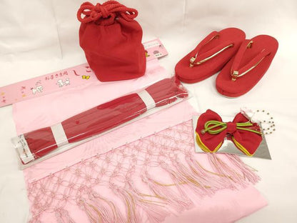 平和屋着物[]七五三　女の子　和装小物セット(巾着・草履・帯締め・髪飾り・志古貴)　逸品　AABK9131ja