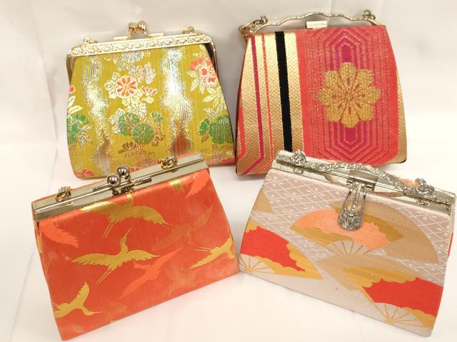 平和屋着物[]七五三　女の子　和装小物　バッグまとめて4点セット　鶴　扇　草花　金銀糸　逸品　AABK9133ja