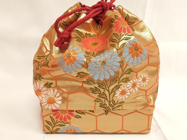 平和屋着物[]七五三　女の子　和装小物　バッグ・巾着まとめて5点セット　菊　桜　金糸　逸品　AABK9134ja