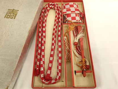 平和屋着物[]七五三　女の子　和装小物セット(帯締め・扇子・筥迫・ビラ簪)　箱付き　逸品　AABK9140ja