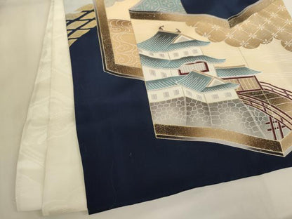 平和屋着物[]お宮参り　男の子　祝着　産着　初着　のしめ　鷹　屏風　金銀彩　逸品　AABK9151ja