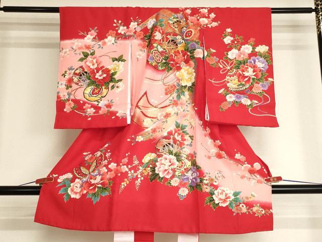 平和屋着物[]お宮参り　女の子　祝着　産着　初着　のしめ　花鼓文　暈し染め　金彩　逸品　AABK9154ja