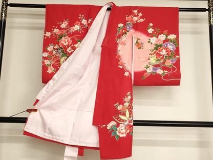 平和屋着物[]お宮参り　女の子　祝着　産着　初着　のしめ　花鼓文　暈し染め　金彩　逸品　AABK9154ja