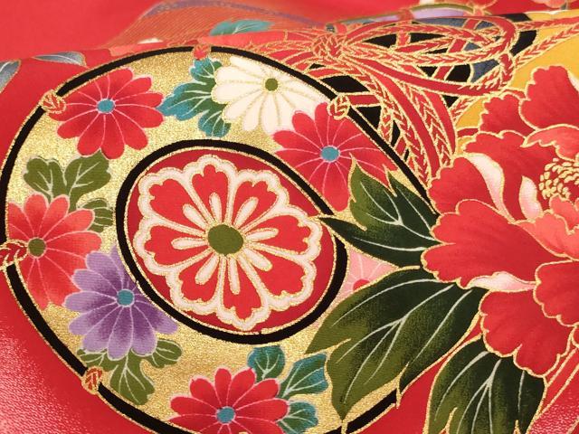 平和屋着物[]お宮参り　女の子　祝着　産着　初着　のしめ　花鼓文　暈し染め　金彩　逸品　AABK9154ja