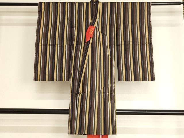 平和屋着物[]子供　男の子　長襦袢　単衣　間道　正絹　逸品　AABK9155ja