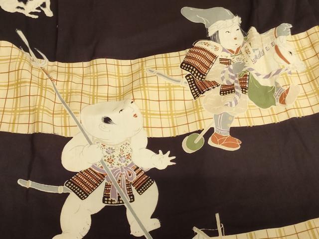 平和屋着物[]七五三　男の子　祝着・羽織セット　横段童子文　正絹　逸品　AABK9156ja