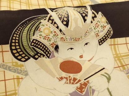 平和屋着物[]七五三　男の子　祝着・羽織セット　横段童子文　正絹　逸品　AABK9156ja
