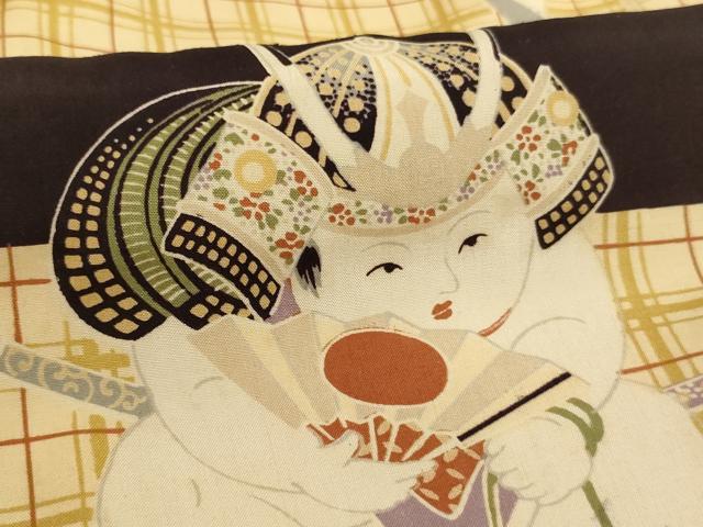 平和屋着物[]七五三　男の子　祝着・羽織セット　横段童子文　正絹　逸品　AABK9156ja