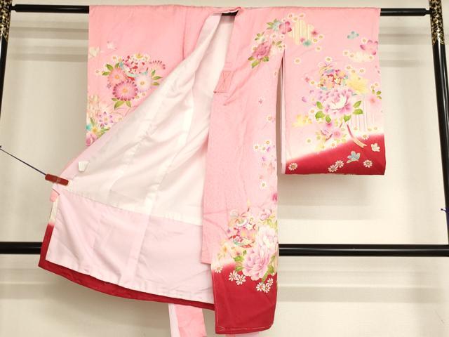 平和屋着物[]お宮参り　女の子　祝着　産着　初着　のしめ　刺繍　鈴花文　ラメ　暈し染め　金彩　逸品　AABK9160ja