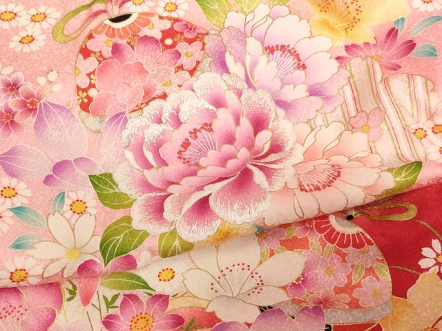 平和屋着物[]お宮参り　女の子　祝着　産着　初着　のしめ　刺繍　鈴花文　ラメ　暈し染め　金彩　逸品　AABK9160ja