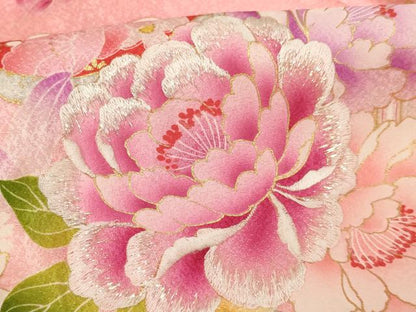平和屋着物[]お宮参り　女の子　祝着　産着　初着　のしめ　刺繍　鈴花文　ラメ　暈し染め　金彩　逸品　AABK9160ja