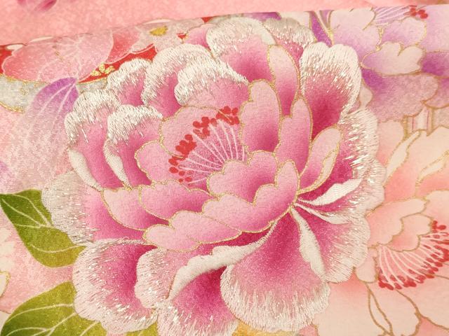 平和屋着物[]お宮参り　女の子　祝着　産着　初着　のしめ　刺繍　鈴花文　ラメ　暈し染め　金彩　逸品　AABK9160ja