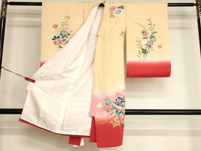 平和屋着物[]お宮参り　女の子　祝着　産着　初着　のしめ　友禅　鈴花文　暈し染め　逸品　AABK9161ja